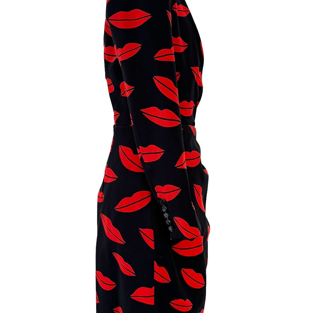 Saint Laurent Black and Red Lip Pattern Dress - Picture 6 of 14